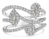 LARGE 1.07CT DIAMOND 14KT WHITE GOLD MULTI SHAPE SOLITAIRE CRISS CROSS FUN RING