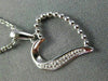 ESTATE SMALL .03CT DIAMOND 14KT WHITE GOLD OPEN HEART FILIGREE FLOATING PENDANT
