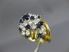 ESTATE LARGE 2.0CT DIAMOND & AAA SAPPHIRE 18KT 2 TONE GOLD 3D FLOWER FUN RING