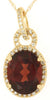 2.87CT DIAMOND & AAA GARNET 14KT YELLOW GOLD 3D OVAL LOVE KNOT FLOATING PENDANT