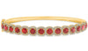 WIDE 5.70CT DIAMOND & AAA RUBY 14K YELLOW GOLD MULTI FLOWER CUFF BANGLE BRACELET