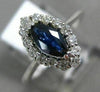 ESTATE .85CT DIAMOND & AAA MARQUISE SAPPHIRE 14K WHITE GOLD HALO ENGAGEMENT RING
