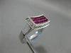 ESTATE WIDE 2.22CT DIAMOND & AAA RUBY 18KT WHITE GOLD CURVED RECTANGLE FUN RING