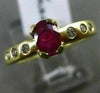 ESTATE WIDE .58CT DIAMOND & RUBY 14KT YELLOW GOLD 3D ETOILE OVAL ENGAGEMENT RING