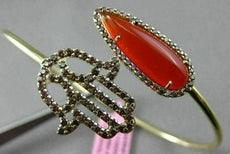 ESTATE .68CT CHOCOLATE FANCY DIAMOND & AAA AGATE 14K YELLOW GOLD BANGLE BRACELET