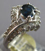 ESTATE 1.07CT DIAMOND & AAA SAPPHIRE 14KT WHITE GOLD 3D V SHAPE ENGAGEMENT RING