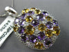 ESTATE LARGE 6.25CT DIAMOND & AAA AMETHYST & CITRINE 14K WHITE GOLD OVAL PENDANT