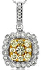 ESTATE .93CT WHITE & FANCY YELLOW DIAMOND 14K WHITE GOLD FLOWER FLOATING PENDANT