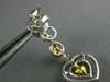 ESTATE LARGE 2.34CT WHITE & FANCY YELLOW DIAMOND 18KT 2 TONE GOLD HEART EARRINGS