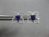 .75CT DIAMOND & AAA AMETHYST 14KT WHITE GOLD PRINCESS CUT & ROUND STUD EARRINGS