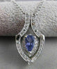 ESTATE DIAMOND TANZANITE 14K WHITE GOLD OPEN HANGING NECKLACE PENDANT #15563