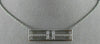 ESTATE LARGE .38CT DIAMOND 18KT WHITE GOLD 3D RECTANGULAR DOUBLE T LOVE NECKLACE
