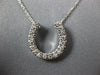 ESTATE LARGE .36CT DIAMOND 14KT WHITE GOLD HORSE SHOE LUCKY FUN PENDANT #26968