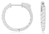 1.0CT DIAMOND 14KT WHITE GOLD 3D ROUND INSIDE OUT HUGGIE HOOP HANGING EARRINGS
