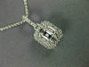 ESTATE .45CT DIAMOND 18K WHITE GOLD ROUND & BAGUETTE CLUSTER SQUARE HALO PENDANT
