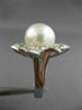 ESTATE EXTRA LARGE 1.40CT DIAMOND & SOUTH SEA PEARL18K WHITE GOLD 3D FLOWER RING