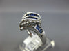 1.20CT DIAMOND & AAA SAPPHIRE 14KT WHITE GOLD 3D ROUND & BAGUETTE LEAF LOVE RING
