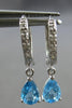 1.09CT DIAMOND & AAA BLUE TOPAZ 14KT WHITE GOLD 3D PEAR SHAPE & ROUND EARRINGS