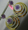 ESTATE LARGE 15CT AAA AMETHYST 14KT YELLOW GOLD MULTI CIRCULAR HANGING EARRINGS