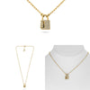 .19CT DIAMOND 14KT YELLOW GOLD ROUND CLASSIC LOCK & KEY ADJUSTABLE LOVE NECKLACE