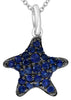 ESTATE .46CT AAA SAPPHIRE 14KT WHITE GOLD CLASSIC STARFISH FUN FLOATING PENDANT