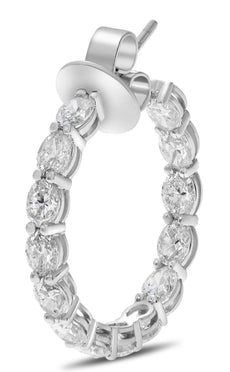 ESTATE 5.60CT DIAMOND 18KT WHITE GOLD CLASSIC OVAL INSIDE OUT HANGING EARRINGS