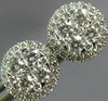 ESTATE LARGE .92CT DIAMOND 18KT WHITE GOLD 9mm CLUSTER ROUND HALO STUD EARRINGS