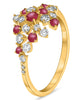 ESTATE WIDE .78CT DIAMOND AND AAA RUBY 14KT YELLOW GOLD 3D CLUSTER FUN RING