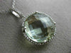 ESTATE EXTRA LARGE 1.13CT DIAMOND & GREEN AMETHYST 14KT WHITE GOLD HALO PENDANT