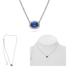 1.09CT DIAMOND & AAA SAPPHIRE 18KT WHITE GOLD OVAL SOLITAIRE HALO LOVE NECKLACE