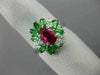 LARGE 2.0CT DIAMOND & AAA TSAVORITE & RUBY 14KT WHITE GOLD OVAL FLOWER FUN RING