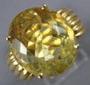 ESTATE EXTRA LARGE 10.0CT AAA YELLOW TOPAZ 14KT YELLOW GOLD 3D OVAL RING #1005