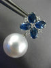 LARGE 5CT DIAMOND & AAA SAPPHIRE SOUTH SEA PEARL 18KT WHITE GOLD FLOWER EARRINGS