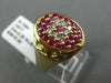 ESTATE WIDE 1.13CT DIAMOND & AAA PINK RUBY 14KT YELLOW GOLD 3D OVAL CLUSTER RING