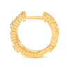.26CT DIAMOND 14KT YELLOW GOLD 3D ROUND & BAGUETTE HUGGIE HOOP HANGING EARRINGS