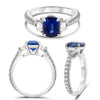 2.84CT DIAMOND & AAA SAPPHIRE PLATINUM 3D CUSHION SEMI ETETNITY ENGAGEMENT RING