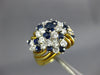 ESTATE LARGE 2.0CT DIAMOND & AAA SAPPHIRE 18KT 2 TONE GOLD 3D FLOWER FUN RING