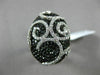 ESTATE LARGE 1.89CT WHITE & BLACK DIAMOND 18KT WHITE GOLD OVAL FILIGREE FUN RING