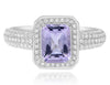2.41CT DIAMOND & AAA PINK AMETHYST 18KT WHITE GOLD EMERALD & ROUND OCTAGON RING
