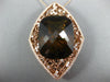 EXTRA LARGE 76.83CT DIAMOND & AAA SMOKEY TOPAZ 14K ROSE GOLD 3D FILIGREE PENDANT