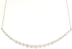2.0CT DIAMOND 14KT WHITE GOLD 3D ROUND CLASSIC GRADUATING V SHAPE LOVE NECKLACE