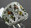 ESTATE LARGE 1.86CT DIAMOND 18KT WHITE GOLD MULTI COLOR FLOATING COCKTAL RING