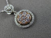 ESTATE .36CT WHITE & PINK DIAMOND 14KT WHITE & ROSE GOLD 3D HALO CLUSTER PENDANT