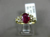 ESTATE 1.23CT DIAMOND & AAA RUBY 14KT YELLOW GOLD 3D OVAL ENGAGEMENT RING #2451