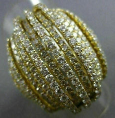 ESTATE MASSIVE 4.76CT DIAMOND 18KT YELLOW GOLD 3D MULTI ROW OPEN COCKTAIL RING