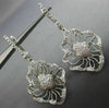 ESTATE LARGE 1.08CT DIAMOND 14K WHITE GOLD FLOWER OPEN FILIGREE HANGING EARRINGS