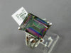 ESTATE EXTRA LARGE 4.17CT DIAMOND & MYSTIC TOPAZ 14KT WHITE GOLD ENGAGEMENT RING