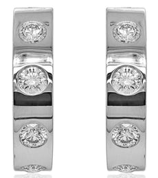 1.21CT DIAMOND 18K WHITE GOLD 3D ROUND ETOILE UMBRELLA HOOP FUN HANGING EARRINGS
