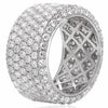 LARGE 2.1CT DIAMOND 14K WHITE GOLD MULTI ROW PAVE SEMI ETERNITY ANNIVERSARY RING