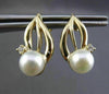 ANTIQUE DIAMOND & AAA SOUTH SEA PEARL 14K YELLOW GOLD 3D HANGING EARRINGS #24402